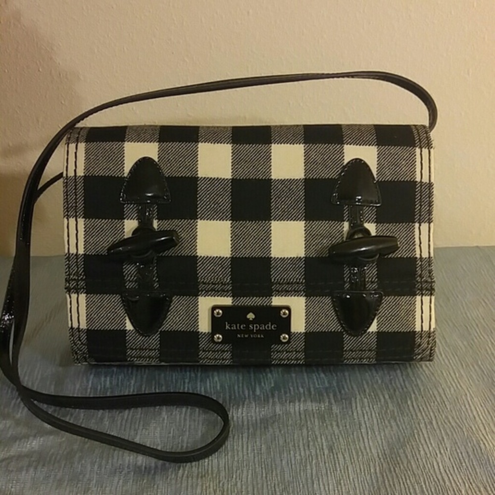 Vintage pristine Y2K plaid wool Kate Spade crossbody bag